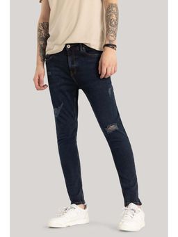 Snitch - Navy Blue Distressed Skinny Fit Jeans