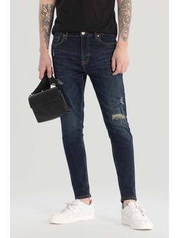 Snitch - Navy Blue Distressed Skinny Fit Jeans