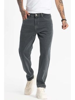 Snitch - Charcoal Grey Plain Baggy Fit Jeans