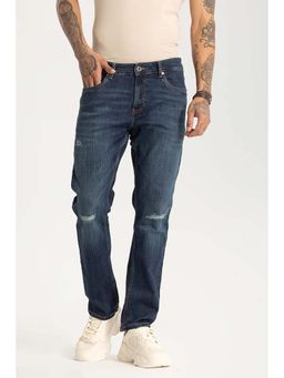 Snitch - Navy Blue Distressed Regular Fit Jeans