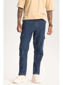 Snitch - Dark Blue Baggy Fit Cargo Jeans
