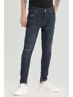 Snitch - Navy Blue Distressed Skinny Fit Jeans
