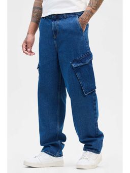 Snitch - Blue Loose Fit Cargo Jeans