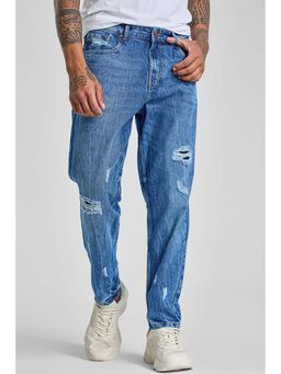 Snitch - Blue Distressed Baggy Fit Jeans