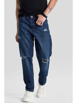 Snitch - Navy Blue Distressed Baggy Fit Jeans