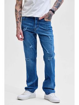 Snitch - Dark Blue Distressed Straight Fit Jeans