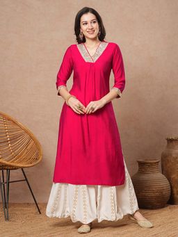 FASHOR - Women Pink Solid Kurta