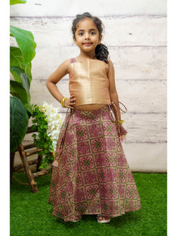 Baby Zi - Sleeveless Organza Crop Top & Printed Organza Skirt (Set of 2)