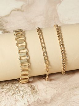 OOMPH - Combo of 3 Link Chain Multi Layer Bracelet For Women & Girls Stylish Latest