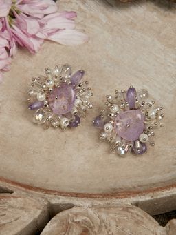 House of D'oro - Contemporary Purple Stone Earrings