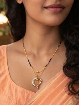 Digital Dress Room - Heart Pendant I Letter Cursive Ad Short Mangalsutra Design For Women