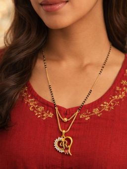 Digital Dress Room - Heart Pendant R Letter Cursive Ad Short Mangalsutra Design For Women