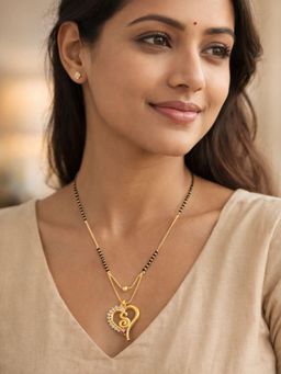 Digital Dress Room - Heart Pendant S Letter Cursive Ad Short Mangalsutra Design For Women