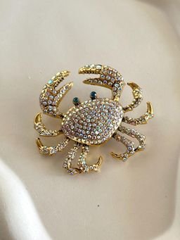 AMOSSH - Crab White Diamond Studded Statement Brooch