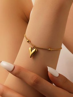 Designs & You - Gold Plated Anti Tarnish Stainless Steel Heart Themed Wraparound Bracelet
