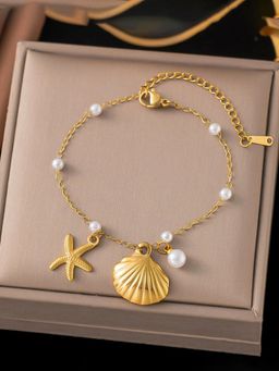 Designs & You - Gold Plated Anti Tarnish Stainless Steel Star Fish Themed Wraparound Bracelet