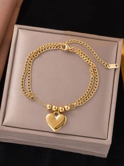 Designs & You - Gold Plated Anti Tarnish Stainless Steel Heart Themed Wraparound Bracelet