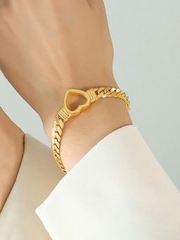 Designs & You - Gold Plated Stainless Steel Anti Tarnish Heart Themed Bracelet