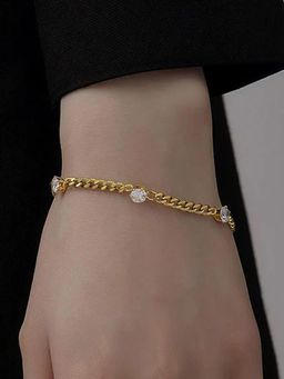 Designs & You - Women Crystals Gold-Plated Link Bracelet