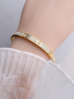 Designs & You - Women Stainless Steel Gold-Plated American Diamond Anti-Tarnish Kada