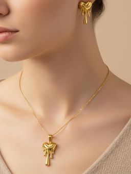 Designs & You - Gold Plated Anti Tarnish Heart Themed Jewellery Set For Women