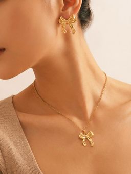 Designs & You - Gold Plated Anti Tarnish Bow Themed Jewellery Set For Women