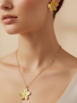 Designs & You - Gold Plated Anti Tarnish Floral Themed Jewellery Set For Women