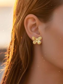 Designs & You - Gold Plated Anti Tarnish Butterfly Themed Earrings For Women