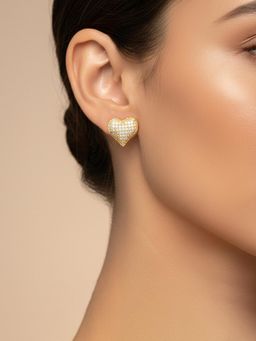 Designs & You - Gold Plated Anti Tarnish Heart Themed Earrings For Women