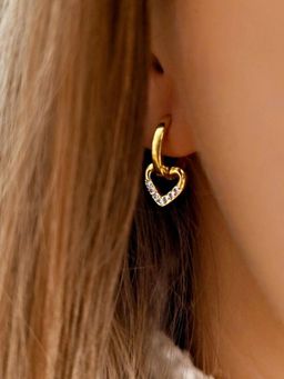 Designs & You - Gold Plated Anti Tarnish Heart Themed Earrings For Women