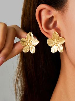 Designs & You - Gold Plated Anti Tarnish Floral Themed Earrings For Women