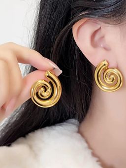 Designs & You - Gold Plated Stainless Steel Anti Tarnish Spiral Chunky Earrings