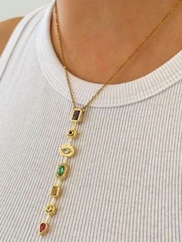 Designs & You - Gold-Plated Anti Tarnish Spectrum Chunky Cz Necklace