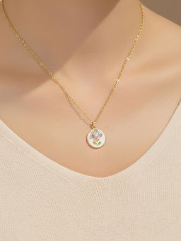 Designs & You - Gold-Plated Enamelled White Floral Themed Necklace