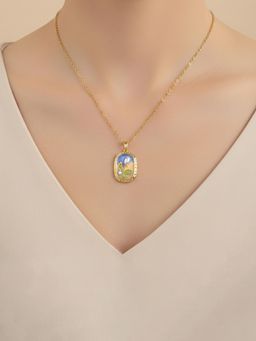 Designs & You - Gold-Plated Enamelled Multicolor Floral Themed Necklace