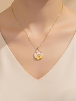 Designs & You - Gold-Plated Enamelled Multicolor Floral Themed Necklace