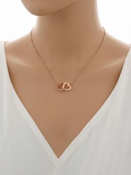 Designs & You - Rose Gold Plated Anti Tarnish Dual Hearts Necklace
