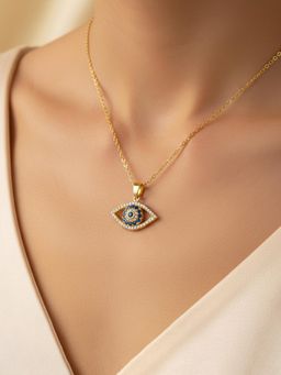 Designs & You - Gold Plated Stainless Steel Evil Eye Themed Necklace