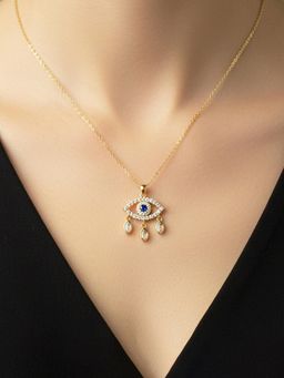 Designs & You - Gold Plated Stainless Steel Evil Eye Themed Necklace