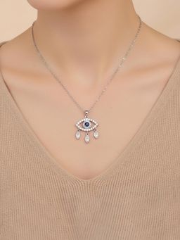 Designs & You - Silver Plated Stainless Steel Evil Eye Themed Necklace