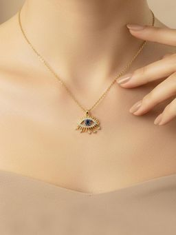 Designs & You - Gold Plated Stainless Steel Evil Eye Themed Necklace