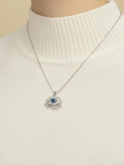 Designs & You - Silver Plated Stainless Steel Evil Eye Themed Necklace