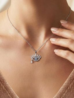 Designs & You - Silver Plated Stainless Steel Evil Eye Themed Necklace