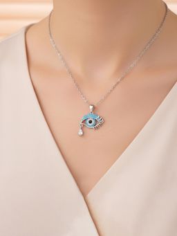 Designs & You - Silver Plated Stainless Steel Evil Eye Themed Necklace