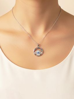 Designs & You - Silver Plated Stainless Steel Evil Eye Themed Necklace