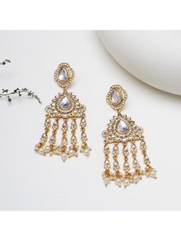 BeAbhika - Mirror-Work Statement Dangler Earrings with Pearl Fringe