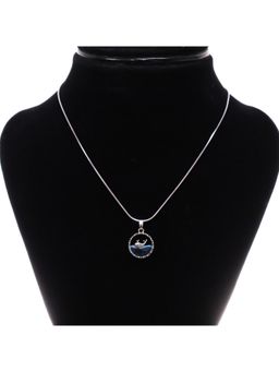 BeAbhika - Silver Whale Blue Crystal Ocean Charm Necklace For Women