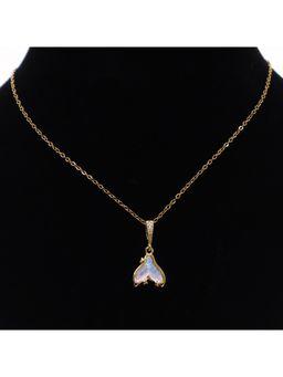 BeAbhika - Gold Heart Opal Necklace For Women