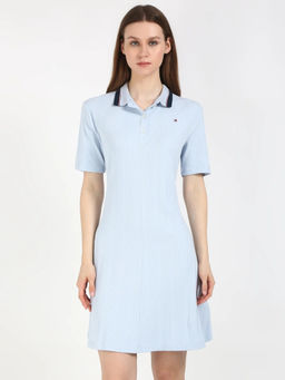 Tommy Hilfiger - Blue Cotton Polo Collar T-Shirt Dress