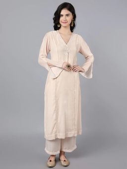 HAAVI BY PURAB - Cream Inaya Silk Velvet Kurta